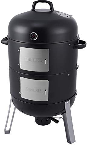 SUNLIFER BBQ Charcoal Smoker Grill, 3-in-1 Heavy Duty Barbecue Grill for Garden Camping Outdoor Cooking 105x63x52.5CM