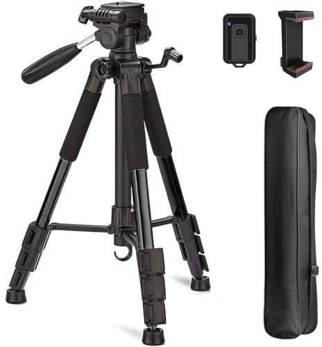 Everesta 74 Inch Tripod for Camera and Phone Camera Tripod Stand with Quick Release Plate Compatible with Nikon Canon DSLR iPhone Android Heavy Duty and Sturdy with Carry Bag