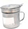 Tradineur - Grasera de metal para carne de 9,2 cm de diámetro y 10,7 cm de altura, con filtro, asa y tapa. Aceitera con colador para conservación de aceite de acero inoxidable. Recipiente para aceite