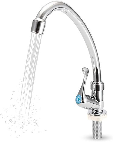 Grifo de un solo orificio de una manija, grifo de fregadero de agua fría de alto arco con boquilla de salida de plástico Grifo de agua fría para cocina, baño, jardín