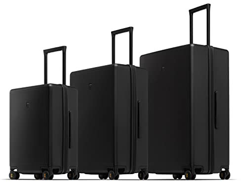 LEVEL8 Koffer Handgepäck,Leichtgewicht aus 100% Polycarbonat,Koffer Trolleys Hartschalen,Business Trolley Elegance Micro-Diamond Textured Design 8 Spinner Kofferset Groß (Schwarz, 40L+65L+105L)