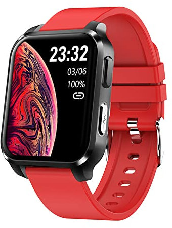 Smart Health Watch 1,7 Écran Tactile Fitness Sport Montre-Bracelet avec Moniteur de Fréquence Cardiaque Sommeil, Tracker d'Activité Bluetooth Étanche avec Podomètre Calorie Chronomètre (Rouge)
