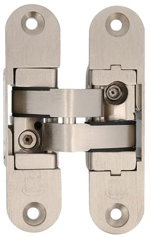Amig - Bisagra a la Derecha Oculta - 95 x 23 x 30 mm - Cantos Redondos - Con Regulación 3D y Apertura de 180 º - Para Puertas de Máximo 1 m de Ancho y 35 mm de Espesor - Zamak Plateado Mate