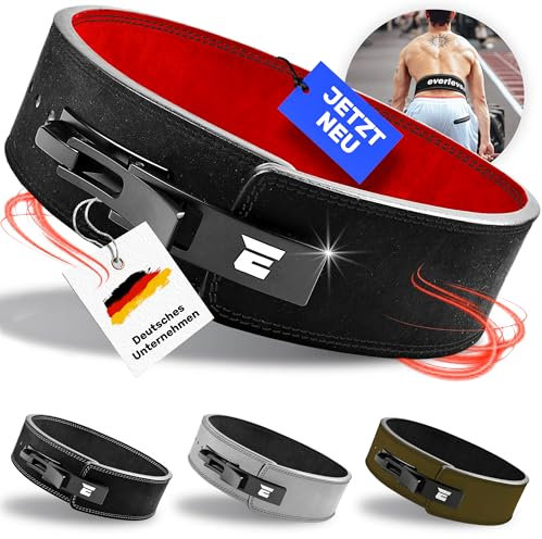 EVERLEVEN Premium Echtleder Gewichthebergürtel, Gewichthebergürtel für Herren und Damen, Weightlifting Belt, Fitness Gym Gürtel Bodybuilding Kraftsport Lifting Belt - Größe S/M