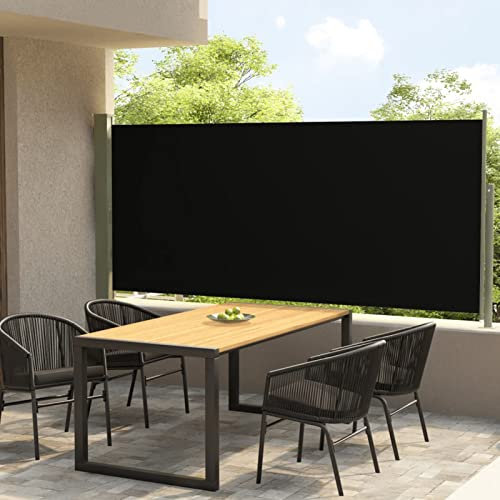 Keketa Seitenmarkise Ausziehbar Sichtschutz Seitenrollo Balkon Markise Seitenmarkise Wandmarkise Seitenwandmarkise Sichtschutz Windschutz für Balkon Garten und Terrasse 140x300 cm Schwarz