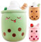Bubble Tea Kuscheltier PlüSchtier XXL SüßE Kissen, Kawaii Bubble Tea Cup Plushie Stofftier Boba Teetasse PlüSch Spielzeug Deko (Grün,70cm)