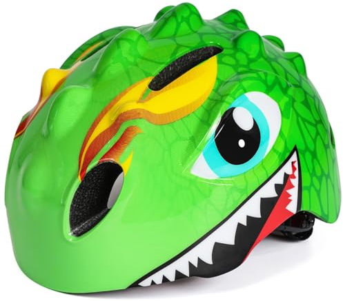 VICTGOAL Fahrradhelm Kinder zu Radsport Niedliche Cartoon 3D Gestaltet Kinderhelm für Fahrrad Skateboard Rollschuh für Jungen und Mädchen Verstellbare Größe (Grün, S (50-54 cm))