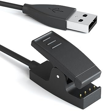 Sinoacc 1-Pcs 100cm Cargador Compatible Con Garmin Lily 2,Forerunner 35 235 230 630 645 Music 735xt,Approach S20 G10,Vivomove HR Cargador De Reloj Reemplazo Clip De Carga Sincronización Cable De Datos