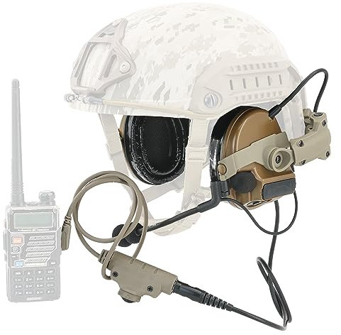 HEARFALCOM Tactical Headset Comta III Tactical Helmet ARC Rail Adapter Non-Military Edition Noise Canceling Pickup Shooting Headset with V2 u94 ptt for Hunting Airsoft (CB)