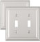 ZILLSEA 2er-Pack Doppel-Lichtschalter-Abdeckplatte, Metallschalterplatte, dekoratives satiniertes Nickel-Finish, 2-Gang-Wandplatten für Lichtschalter, mittelgroß
