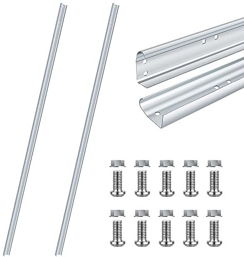 Gisafai 2 guide verticali di ricambio per porta del garage, staffa verticale sinistra destra per porte da garage alte 2 piedi, parti laterali in acciaio zincato, per rulli da 5 cm, argento