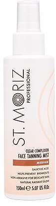 St Moriz Professional Clear Complexion Tanning Face Mist | Fast Drying Buildable Fake Tan Spray | With Salicylic Acid to Help Prevent Breakouts | Kind to Skin | Natural Buildable Face Glow | 150ml