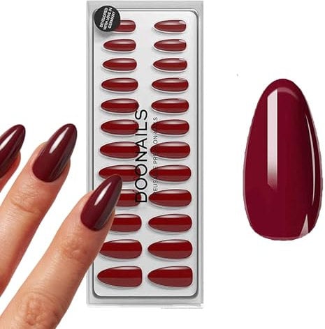 DOONAILS Soft Gel Press On Nails 30er Set Love Paris Almond Form Dunkelrot Nägel zum Aufkleben Full Cover in Salonqualität Fake nails soft gel Medium Natürliches & angenehmes Tragegefühl