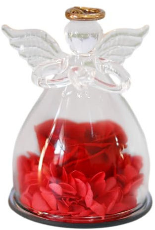 ZONEWD Rose eternelle sous Cloche, Rose en Verre Saint Valentin Femme, Fleur eternelle d'ange Rose Saint Valentin pour Anniversaire, fête des mères, épouse, Petite Amie