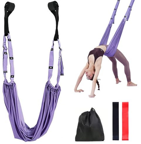 GAESHOW Yoga Taille Stretch Gurt, Yoga Fitness Stretching Band, Hochelastischer Widerstandsbänder, Taille Rücken Bein Stretch Strap, Inversion Stretch für Fitness, Tanz (Lila)