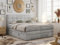 MKS MEBLE King Boxspringbett 160x200 Grau, Polsterbett Mit Bettkasten, Multipocket-Matratze H4, Kopfteil und Topper - Hellgrau Velvet - Luka