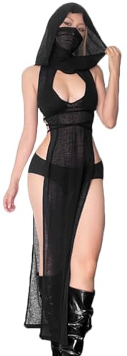 JasmyGirls Sexy Cover Ups für Badeanzug Mock Neck Bikini Coverups High Split Kleid mit Kapuze