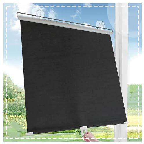 Saugnapf Verdunkelungsrollos,Sonnenschutzrollos Für Fenster Und Türen,Isolier-/Sichtschutzvorhänge,Einziehbarer Rollläden,Dachfensterrollo,Für Schlafzimmer Küche Balkon,Black-58×125cm(22.8 * 49.2in)