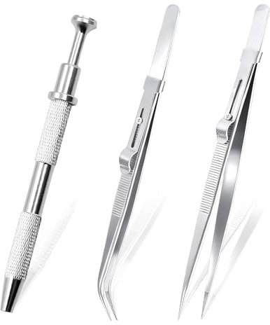 3 Stück Piercing Zange,Piercing Kugel Aufdreher,Piercing Zange für Kugeln,Piercingzange,Piercing Kugel Zange,Zange für Piercing,Stein-Diamant-Diamant-Fasengreifer