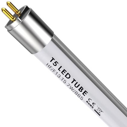 IHYCTV LED Röhre T5, 517mm, 7W Röhren für EVG HF L T5 13W mit G5 Sockel, 910lm, 6500K, 865, Tageslichtweiß, Leuchtstoffröhre durch LED Ersetzen, 140 Grad, Einfache Installation, 1 Stück