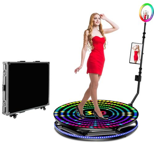 360 Photo Booth Machine for Parties, Auto Spin Video Booth with Flight Case, 360 Booth with Remote Control for 1 People, RGB Ring Light, Free Custom Logo, 360 Camera Booth for Events (60cm/23.6 inch)