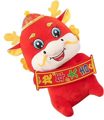 Gogogmee Stoffpuppe Mit Drachen Im Chinesischen Stil Drachenspielzeug Im Chinesischen Stil Drache Gefülltes Puppenspielzeug Drachenplüsch Kawaii Kuscheltiere Stofftierpuppe Pp Baumwolle