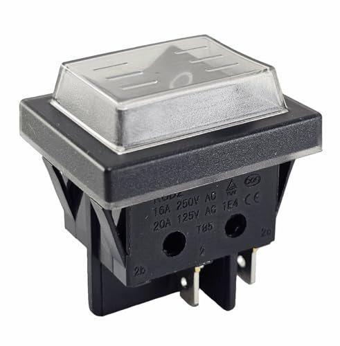 Interruptor Basculante de 4 Pines ON/OFF Pulsadores Electricos Interruptor 2 Posiciones sin Orificio de Bloqueo, IP65, Color Negro