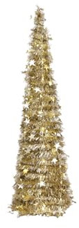 Totò Piccinni Albero di Natale POP UP slim artificiale con apertura semplice e veloce salvaspazio (Oro Luce Calda, 120 Cm,60 Led)