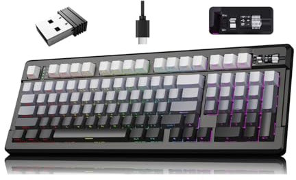 SEUNKWANG EWEADN X99 Teclado mecánico inalámbrico, 99 teclas, conectividad de tres modos, BT5.0/2.4GHz/USB-C, PCB intercambiable en caliente, montaje de junta, batería de 8000 mAh, teclas PBT de doble