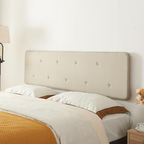[en.casa] Wandpaneel Tokke Kopfteil gepolstert für Bett 180 cm Polsterpaneel Wandpolster mit Textilbezug Kopfende Bettkopfteil 180 x 48 cm Beige