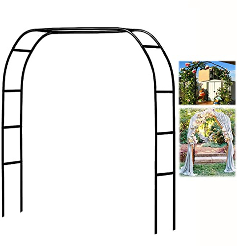 Pergolato da giardino in metallo con basi per piante rampicanti, nero, arco per matrimonio, pergolato, traliccio per uva, arco extra alto, 350 x 220 cm