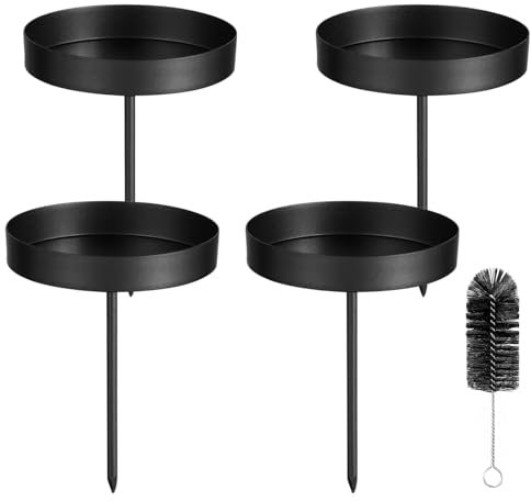4er Kerzenhalter Adventskranz Stumpenkerzen Schwarz 8cm Metall Kerzenständer Adventsteller Kranz zum Stecken für Kerzen Weihnachten Deko Tischdeko, Schwarz