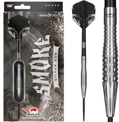 BULL'S Smoke 90% Tungsten Steeldart - 25g | Elegantes Silver Ash Design mit raffiniertem Grip