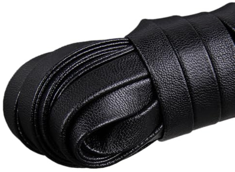 Blausky 15mm x 5m Lederschnur aus PU,Lederriemen Meterware Flaches Lederband Reißfeste Lederschnüre,Kunstlederband Bänder Zum DIY Basteln Dekorieren Handykette Haarnadel Taschenkette,Schwarz