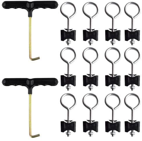 12 Stück Trampoline Screws Set, Trampolin Werkzeug, Trampolinzubehör, für Befestigung von Großen und Kleinen Trampolinen, Inklusive Trampolinschraube und 2 T-Haken