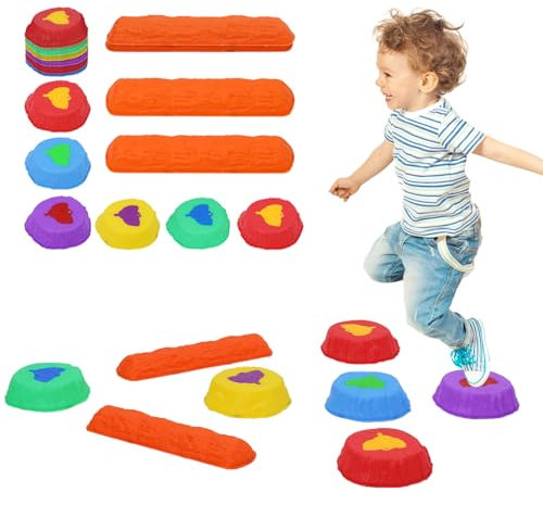 Balanciersteine für Kinder 8 Stück,Trittstein Balance Boards, Balancierbalken Kinder, Stapelsteine Balanciersteine, Fitnessgeräte im Innen- und Außenbereich
