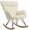 DARDVORLAG Schaukelstuhl – Moderner Relaxsessel aus Holz mit Lammfolle, Ergonomischer Wippsessel für Wohnzimmer & Leseecke, Komfortabel & Pflegeleicht, 150 kg belastbar (Beige, 100cmX55cmX93.5cm)