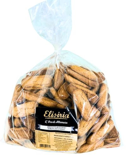 Elisiria - Biscotti Artigianali Integrali Senza Zucchero, Confezione da 1kg, Biscotti Secchi Ideali per Colazioni e Merende, Made in Italy (BISCOTTI INTEGRALI SENZA ZUCCHERO)