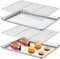 FoiiLiio Lot de 2 Plaque pâtisserie avec Grille de Refroidissement[2 Plaques + 2 Racks],40 x 30 x 2.5 cm Plateau de Four,Plaque de Cuisson Rectangulaire,en Acier Inoxydable avec Grille