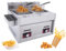 Freidora, Freidora Comercial Multifuncional De Doble Ranura con Potencia De Fuego Ajustable, Freidora A Gas Profesional con Cesta Y Tapa De Acero Inoxidable Extraíbles