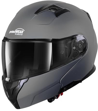 Protectwear Motorradhelm Klapphelm 928 Dunkelgrau Matt (L (59-60 cm))