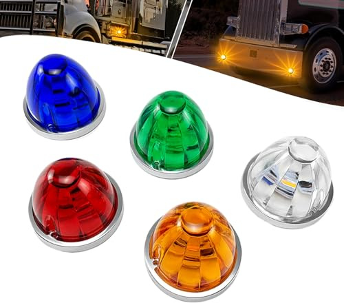 oottiem 2 Stück LED-Wassermelone-Lichter für Semi-LKW, Anzeige Seitenmarker Lampe, Unter Glühradleuchten für LKW, Umriss Wassermelone für Motor mit Lünette (2pcs rot)