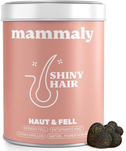 mammaly Shiny Hair® Fellpflege-Komplex mit Nachtkerzenöl (bis 30 Tage) | mit 60 Snacks mit Bierhefe, Algenöl, B-Vitamine - gegen Juckreiz, mattes Fell - DLG zertifiziert - mit Tierärzten entwickelt