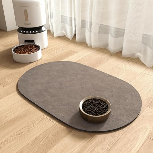 Pet Food Mat Absorbent, Quick Dry Pet Feeding Mat, No Stains Dog Feeding Mat, Dog Water Bowl Mat Pet Bowl Mat Pet Supplies Mat for Small Dog and Cat (Brown, 30 x 50 cm)
