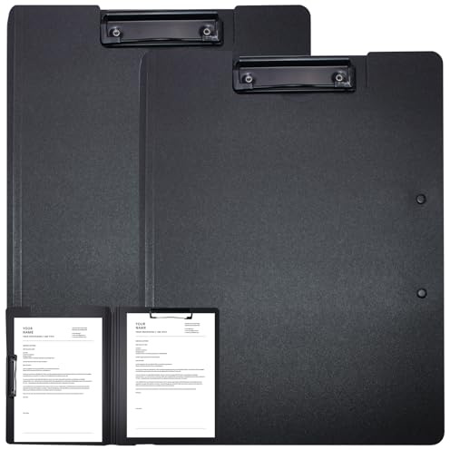PWGHWG 2 Stück Schreibmappe Klemmbrett A4 Klemmbrettmappe, Klemmbretter mit 2 Klemmen, Schreibbrett Kunststoff Zwischenablage A4 Clipboard für Büro, Schule, Baustelle