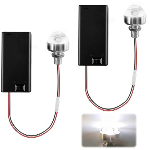 2 Stück Miniatur LED Lampen 3V mit Schalter für Puppenhaus, Weiß