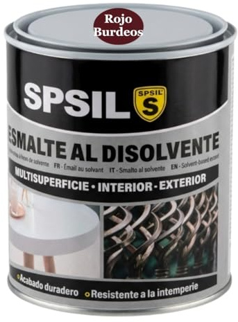 SPSIL Esmalte Sintético al Disolvente Antioxidante Rojo Burdeos 750ml, Directo sobre Óxido sin Imprimación - Secado Rápido para Madera y Metal - Interior y Exterior - Alto Rendimiento 8m²/L