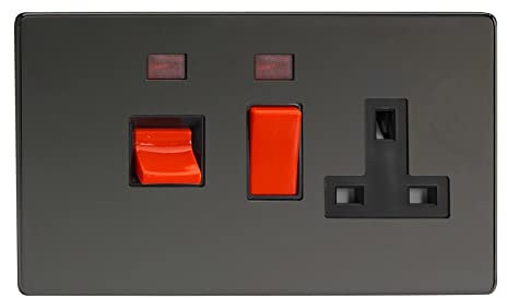 Varilight XDI45PNBS Cooker Switch 45A & Socket Pearl Nickel Black