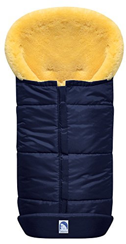 Heitmann Eisbärchen Premium Lammfell-Fußsack, Design:grau-meliert (marine)