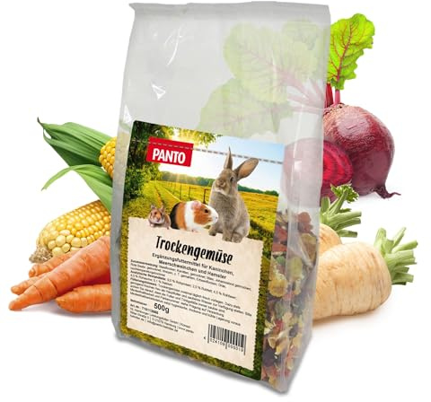 PANTO Trockengemüse 500 g – Nagerfutter mit Möhren & Pastinaken | Natürliches Gemüse-Ergänzungsfutter mit Pastinaken, Möhren & Roter Bete – vitaminreich für alle Nagerarten
